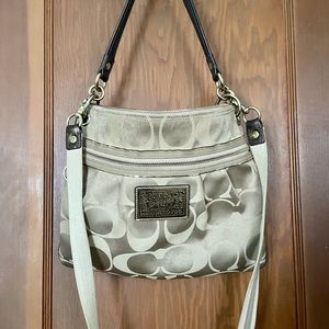 Coach Poppy Crossbody Bag - Tan Brown Gold Canvas